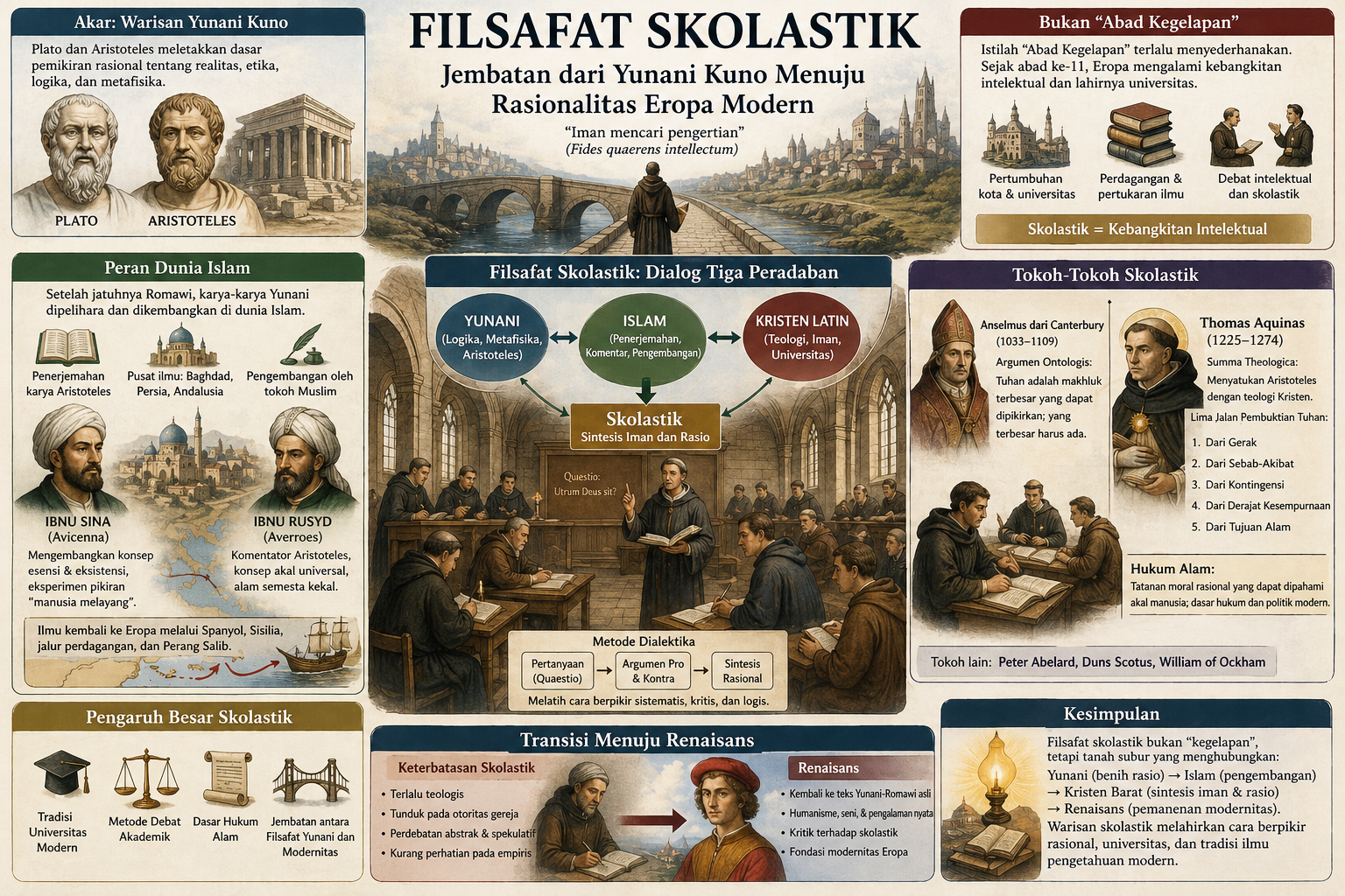 Filsafat Skolastik: Jembatan dari Yunani Kuno Menuju Rasionalitas Eropa Modern
