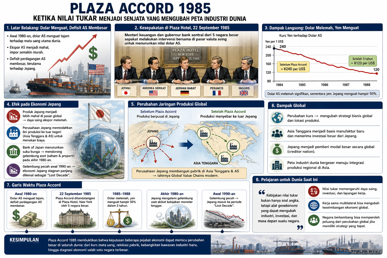 Plaza Accord 1985: Ketika Nilai Tukar Menjadi Senjata yang Mengubah Peta Industri Dunia