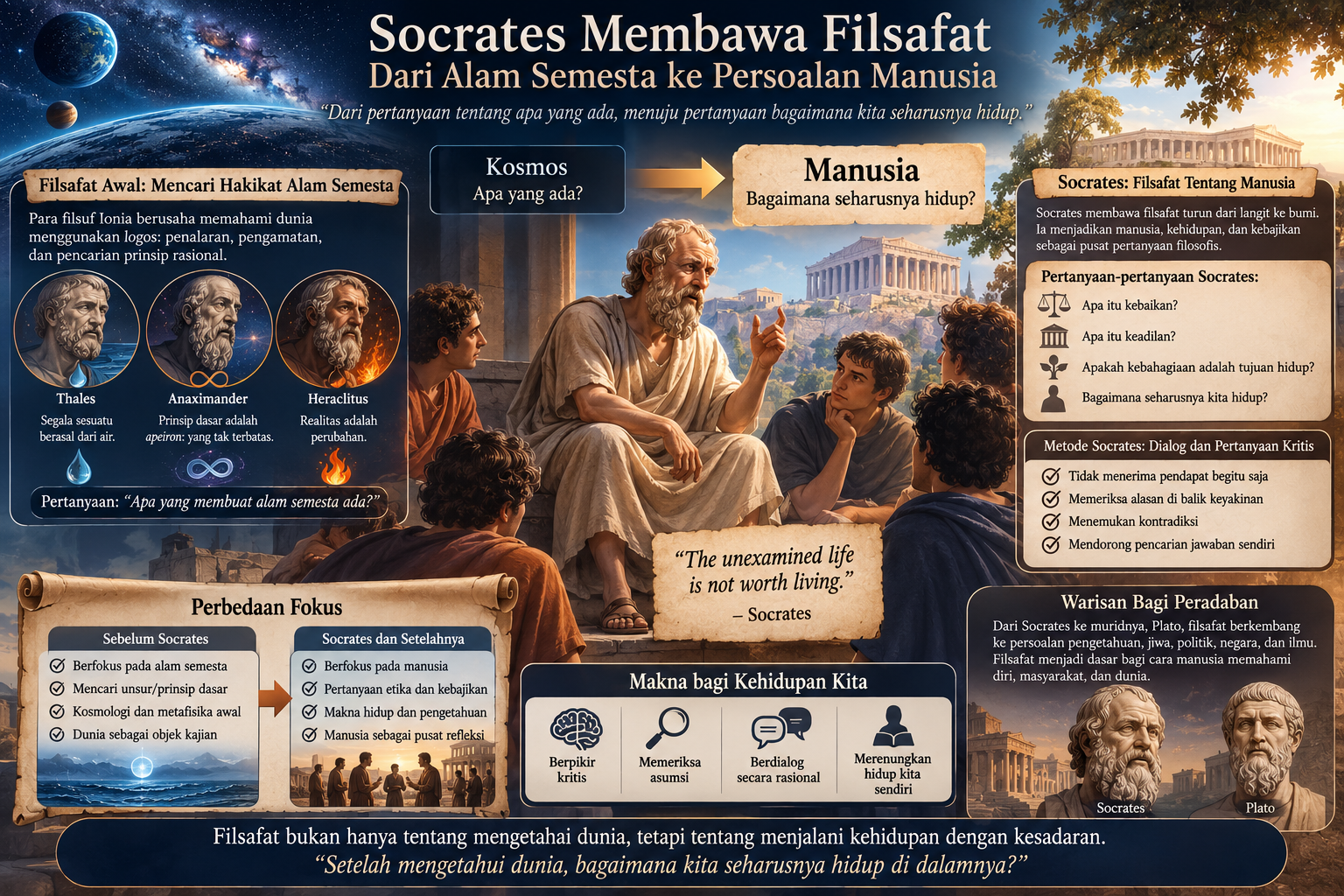 Socrates Membawa Filsafat Dari Alam Semesta ke Persoalan Manusia